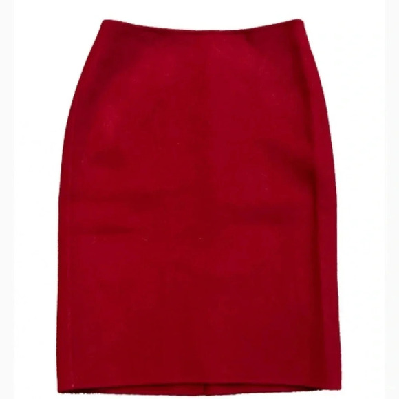 TALBOTS PENCIL SKIRT RED MIDI KNEE LENGTH WOOL FITTED VINTAGE STRAIGHT SIZE 2 XS - Picture 1 of 10